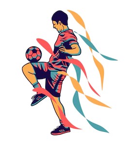 ilustracji wektorowych pilkarz grajacy w pilke zonglerka z grafika wektorowa kolorow ruchu 159993